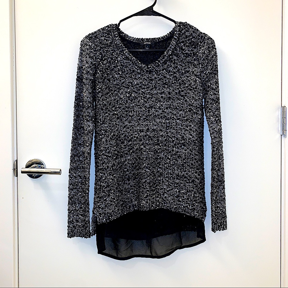 Apt. 9 Black and Silver Sequin Sweater